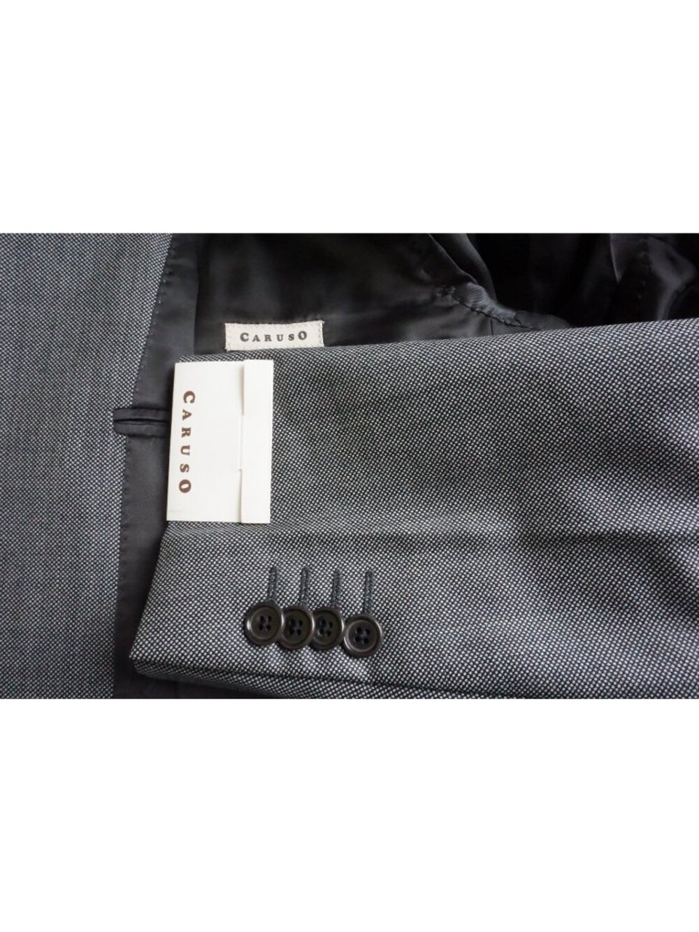 Raffaele Caruso Gray Nailhead Wool 2 Pc Suit Jacket Pant 54 EU 44 US NEW